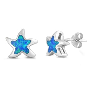 Sterling Silver Blue Starfish Earrings ~ 2-1-1081