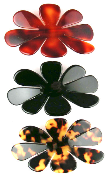 "Emily"  Flower Barrette~ Handmade in France ~ Tortoise