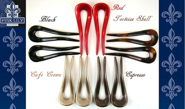 SALE ~ Adele Chignon Pin ~ 5 Basic Colors ~ SET of 2~ Made in France