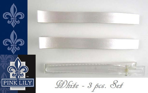 "Belle" White Styling Clips ~ Set of 3 ~ Made in France