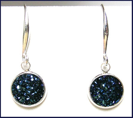 Pink Lily ~  Druzy Silver Plated Drop Earrings ~ 7 Colors