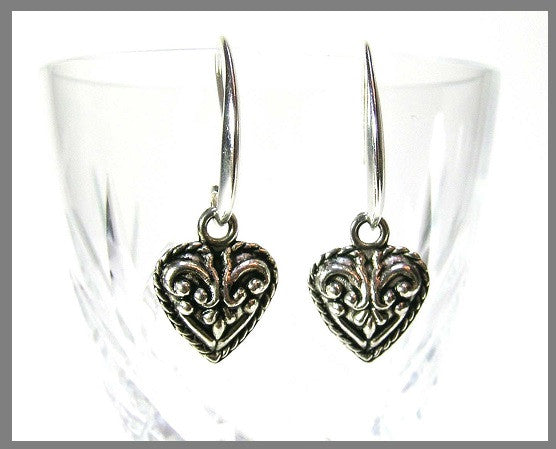 Pink Lily ~ Celtic Filigree Heart Drop Earrings #119