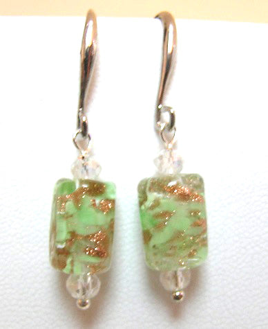 Pink Lily ~ Murano Bead Drop Earrings ~ "Aventurine" ~ 6 Colors ~ 2-7-17