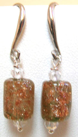 Pink Lily ~ Murano Bead Drop Earrings ~ "Aventurine" ~ 6 Colors ~ 2-7-17