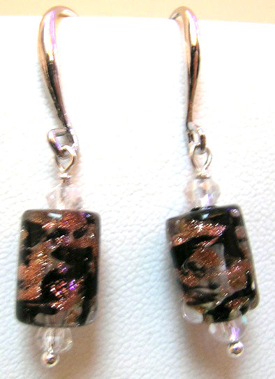 Pink Lily ~ Murano Bead Drop Earrings ~ "Aventurine" ~ 6 Colors ~ 2-7-17