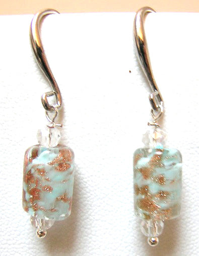 Pink Lily ~ Murano Bead Drop Earrings ~ "Aventurine" ~ 6 Colors ~ 2-7-17