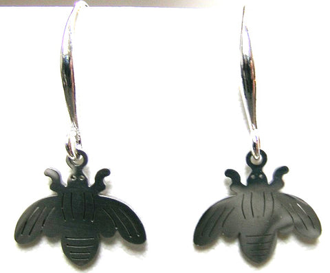 Pink Lily ~ Silver Plated Bee Drop Earrings #66