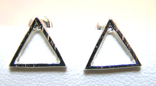 Pink Lily ~ Plated Silver "Open Triangle" Stud Earrings #24