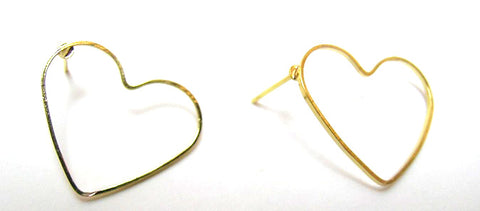 Pink Lily ~ Gold Plated Heart Earrings ~ Light as a Feather! #18