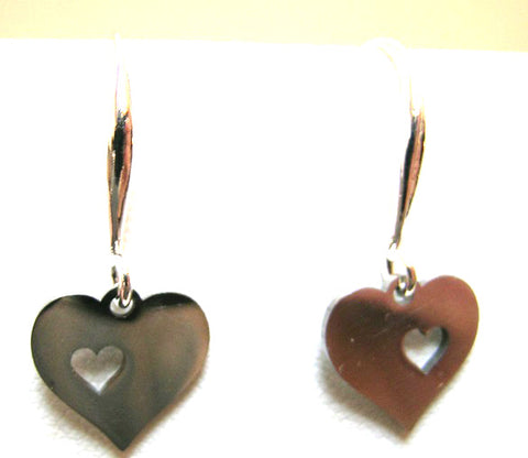 Pink Lily ~ Stainless Steel Double Heart Drop Earrings ~ #113