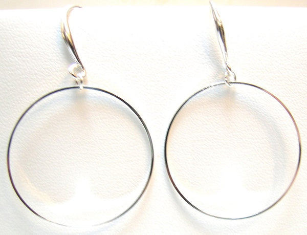 Pink Lily ~ 35 mm. Silver Plated Hoop Earrings ~ #99