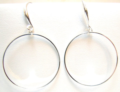 Pink Lily ~ 35 mm. Silver Plated Hoop Earrings ~ #99