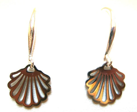 Pink Lily ~ Silver Plated Shell Drop Earrings #75