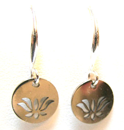 Pink Lily ~ Silver Plated Lotus Drop Earrings #76