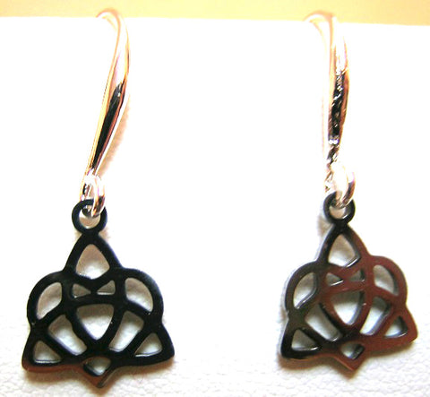 Pink Lily ~ Silver Plated Celtic Triangle Drop Earrings #72