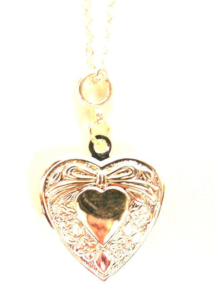 Pink Lily Heart Locket on 18 inch chain #110