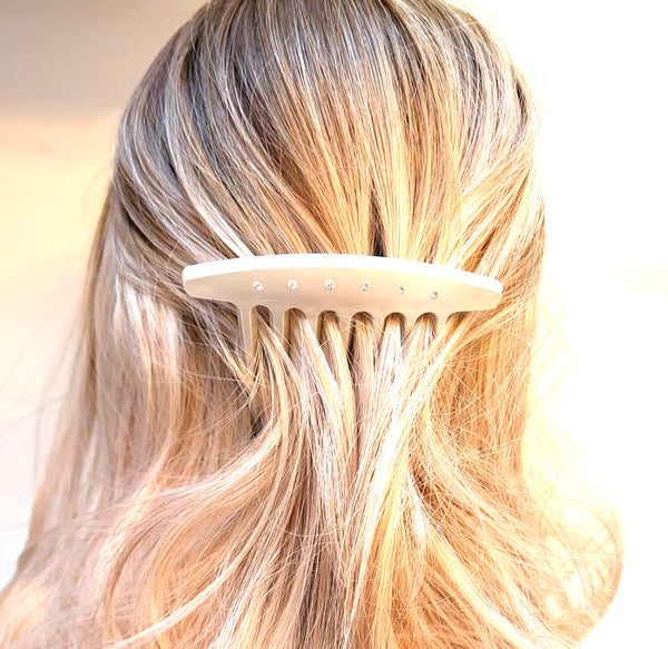 Large Edith Comb ~  6 Swarovski Crystals ~ Handmade in France