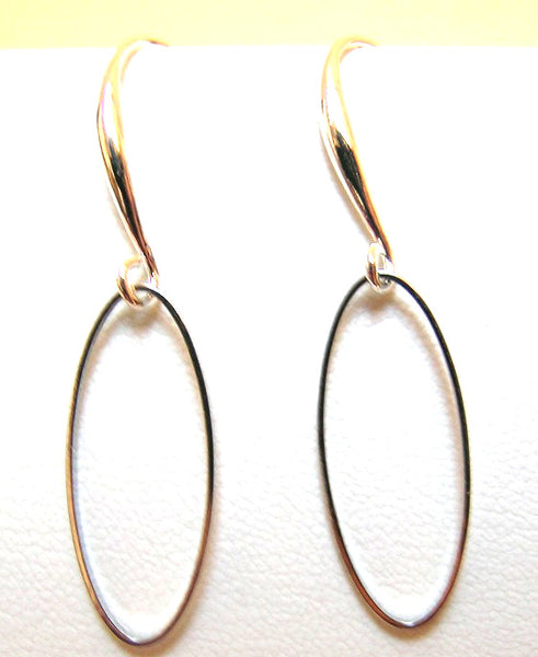 Pink Lily ~ Silver Plated Oval Hoop Earrings ~ #102