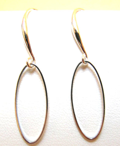 Pink Lily ~ Silver Plated Oval Hoop Earrings ~ #102