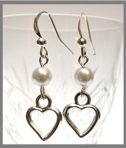 Pink Lily ~ Silver Plated Open Heart Earrings #117