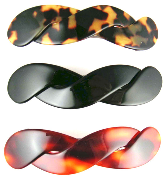 "Jacqueline" Large Cross Over Barrette ~Handmade in France ~ Black