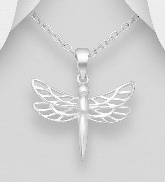 Sterling Silver  Dragonfly Pendant on 18 inch chain 5-1-474