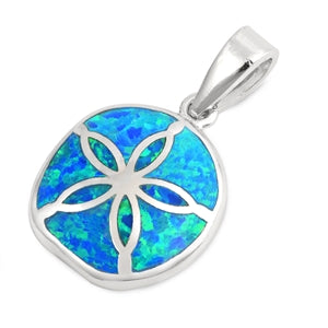 Sterling Silver Blue Sand Dollar Pendant on 18 inch chain 5-1-488