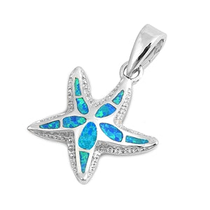 Sterling Silver Blue Starfish Pendant on 18 inch chain 5-1-506
