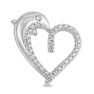 Sterling Silver Crystal Dolphin Heart Pendant on 18 inch chain ~ 5-1-508