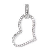 Sterling Silver CZ Heart Pendant on 18 inch chain 5-1-521