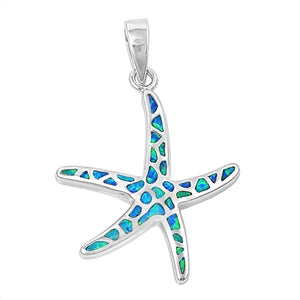 Sterling Silver Blue Starfish Pendant on 18 inch chain 5-1-533