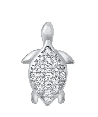Sterling Silver CZ Turtle Pendant on 18 inch chain ~ 5-1-546
