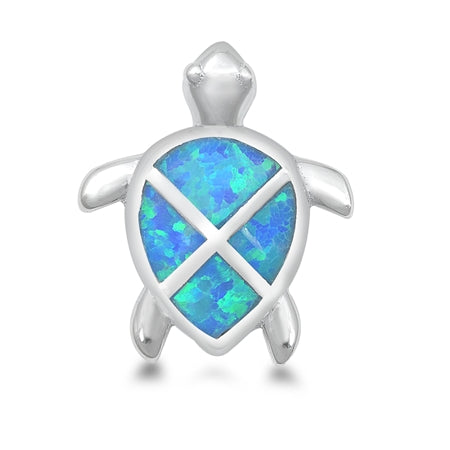 Sterling Silver Blue Turtle Pendant on 18 inch chain ~ 5-1-551
