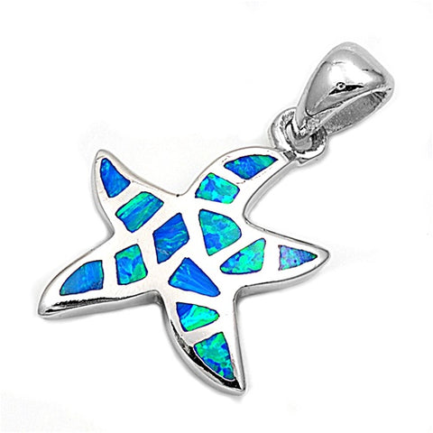 Sterling Silver Blue Starfish Pendant on 18 inch chain 5-1-555
