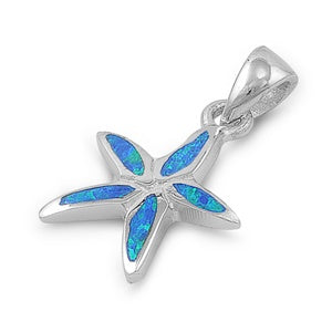 Sterling Silver Blue Starfish Pendant on 18 inch chain 5-1-569