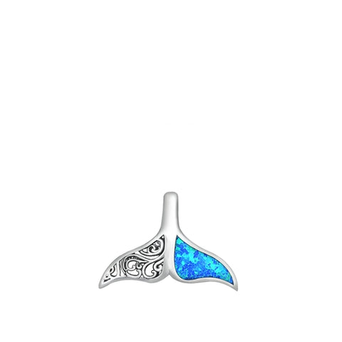 Sterling Silver Blue Whale Tail Pendant on 18 inch chain 5-1-593