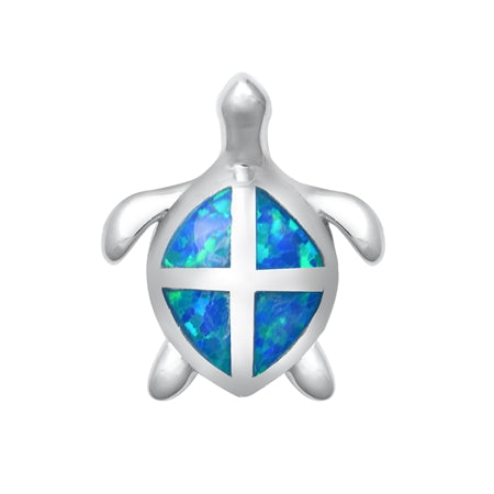 Sterling Silver Blue Turtle Pendant on 18 inch chain ~ 5-1-595