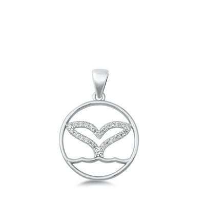 Sterling Silver CZ Whale Tail Pendant on 18 inch chain 5-1-601