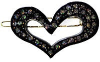 Pink Lily ~ Beautiful Black Rhinestone Heart Barrette: Tige Boule