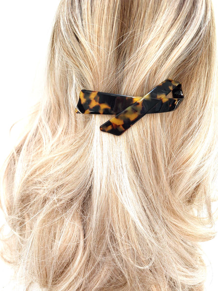 "Collette" Cross Over Bow Volume Barrette ~ Handmade in France ~ Tokyo