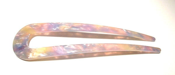 Pink Lily ~ "Anne" Large Marbled  Blue & Lavender Chignon Pin ~  #1