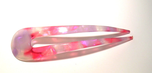 Pink Lily ~ "Anne"  Large Marbled Magenta & White Chignon Pin ~  #5