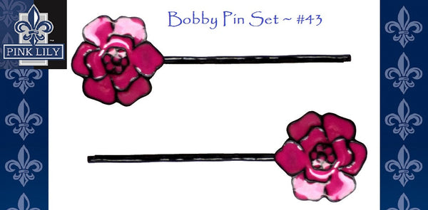 Pink Lily ~ Magenta Flower Bobby Pin #43 ~ Sold as a SET