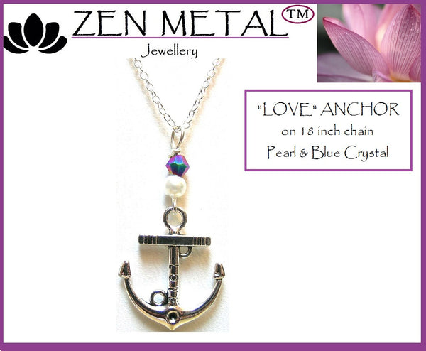 PINK LILY ~ "LOVE" Anchor on 18 inch chain ~ 2 colorways