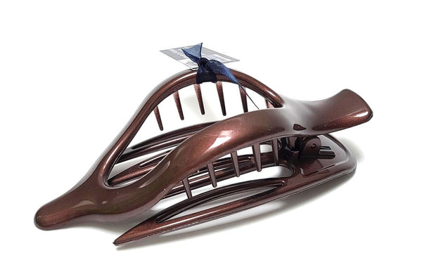 "Heather" Large Jaw ~ Made in France ~ Espresso Brown