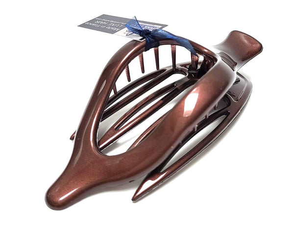 "Heather" Large Jaw ~ Made in France ~ Espresso Brown