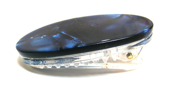 Pink Lily ~ "Hannah" Oval Marbled Navy ~ Pinch Clip #124