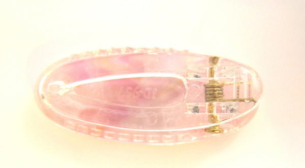 Pink Lily ~  "Hannah" Oval Marbled Green & Cream~ Pinch Clip #126