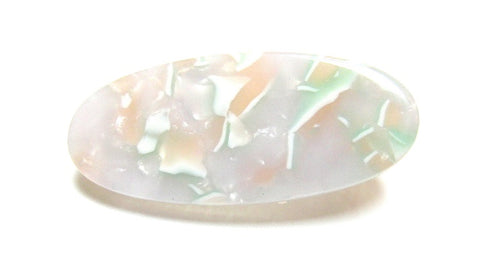 Pink Lily ~  "Hannah" Oval Marbled Green & Cream~ Pinch Clip #126