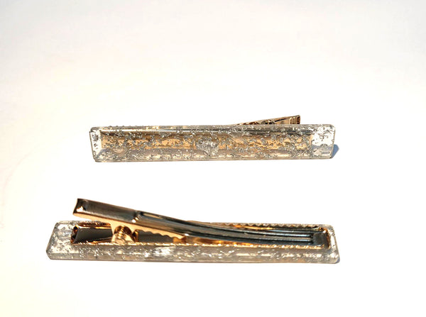 Pink Lily ~ "Lucy" Gray with Flecks ~ Pinch Clip #173